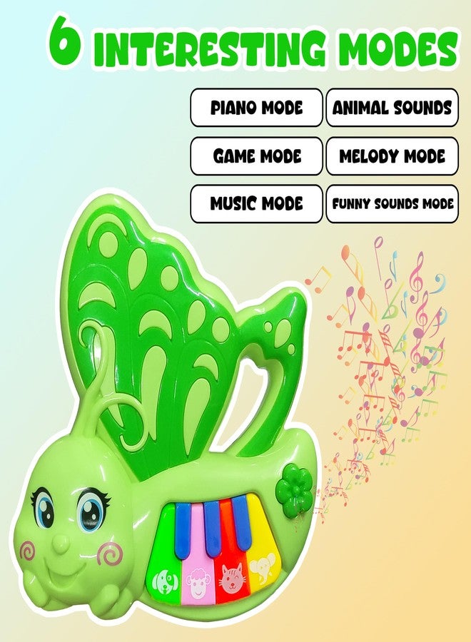 VGRASSP Mini Butterfly Piano Toy for Kids and Toddlers with 7 Keys and 6 Modes - The Cute Musical Instrument with Animal Sounds, Colorful Lights - Color As Per Stock - Image 5