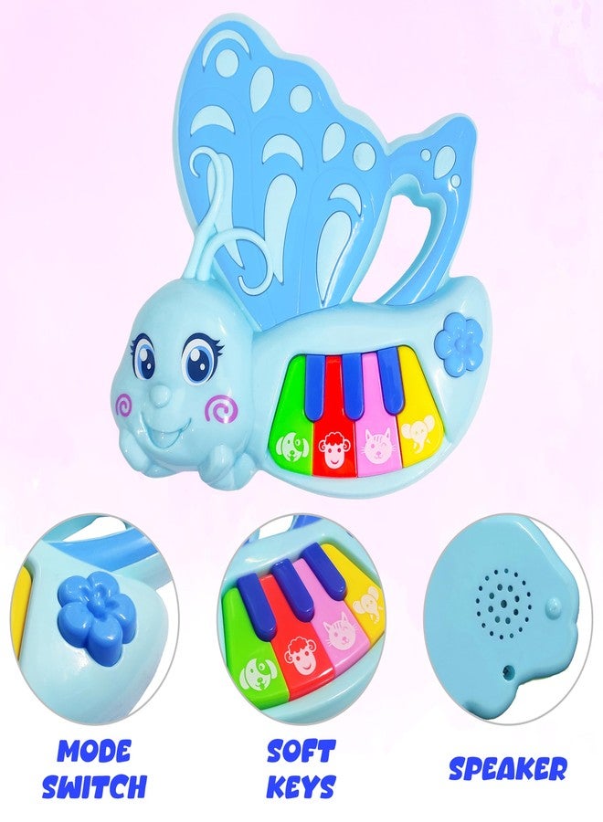 VGRASSP Mini Butterfly Piano Toy for Kids and Toddlers with 7 Keys and 6 Modes - The Cute Musical Instrument with Animal Sounds, Colorful Lights - Color As Per Stock - Image 3