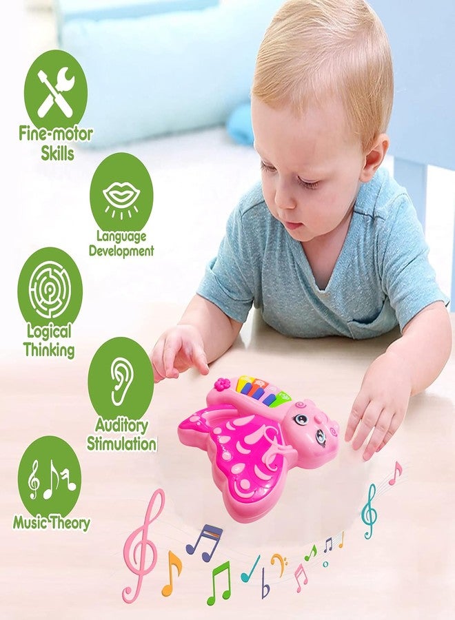 VGRASSP Mini Butterfly Piano Toy for Kids and Toddlers with 7 Keys and 6 Modes - The Cute Musical Instrument with Animal Sounds, Colorful Lights - Color As Per Stock - Image 4
