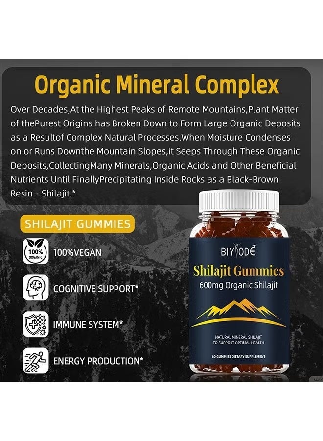 BIYODE Peak Performance Shilajit Gummies Organic Natural Boost Creatine Relieve Stress Enhance Focus Daily Wellness Support 60 Count - Image 2