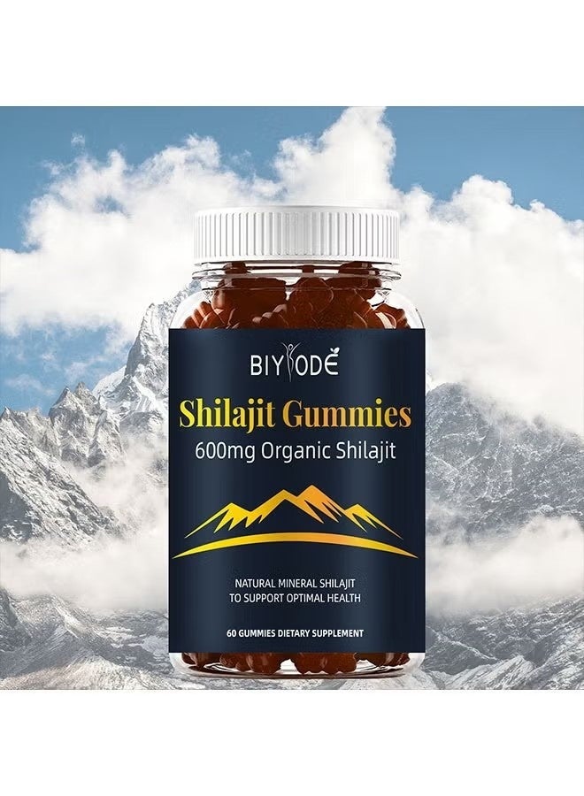 BIYODE Peak Performance Shilajit Gummies Organic Natural Boost Creatine Relieve Stress Enhance Focus Daily Wellness Support 60 Count - Image 1