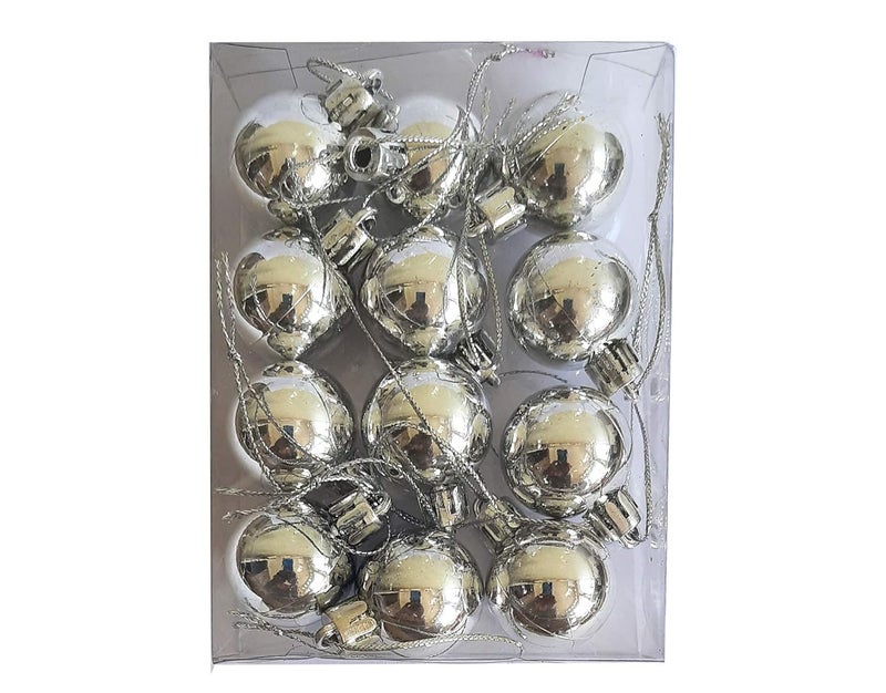 SK Craft Silver Ball Ornaments for Christmas Tree Hanging Pack of 24 Pcs Christmas Tree Decoration Christmas Tree Ornaments - Image 1