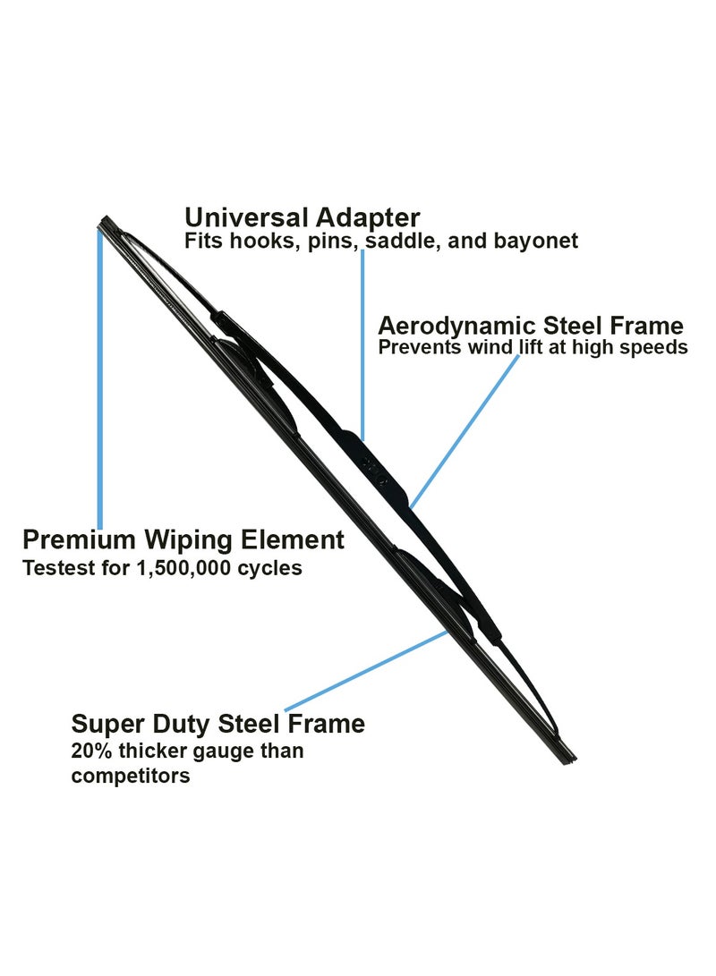 3XR High Quality 26" 650mm Universal Fit Car Wiper Blades - 2 Piece Set - Image 5