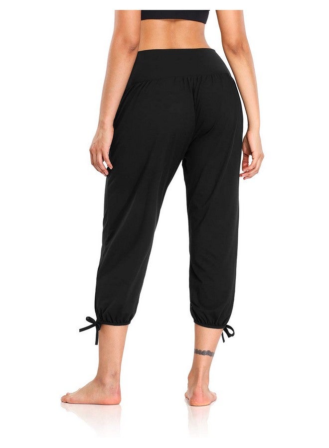 DIBAOLONG Womens Yoga Pants Capri Loose Workout Sweatpants Comfy Lounge Joggers With Pockets Black L  - Image 5