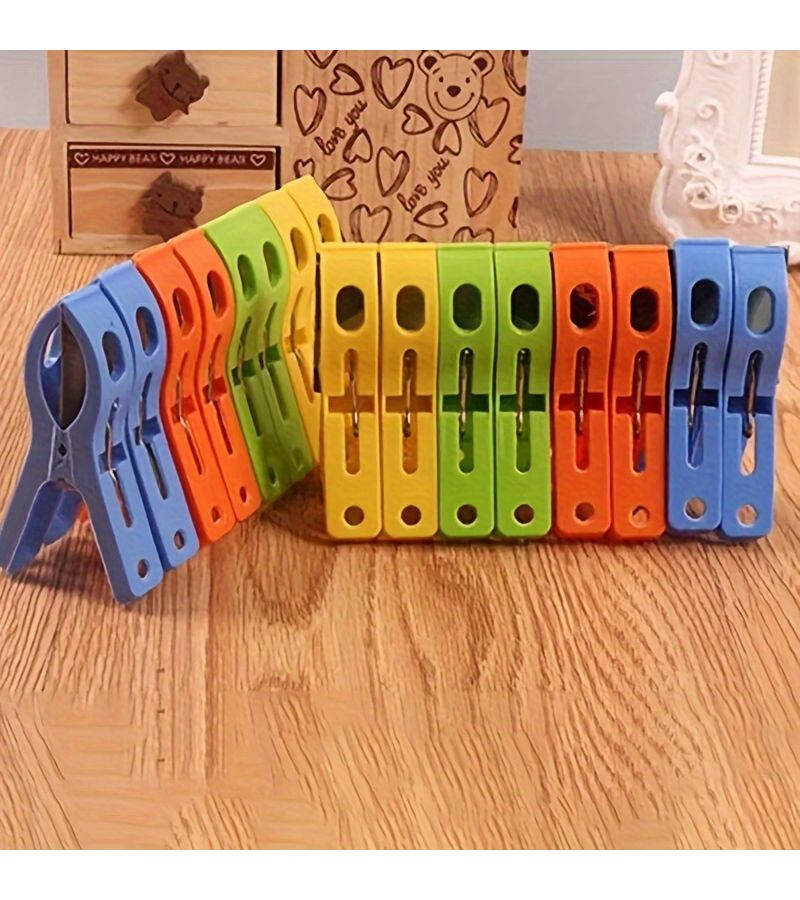 10 Pieces Large Clothes Clips Assorted Colors for Drying Racks Quilt Holding Windproof Clothespins - Image 3