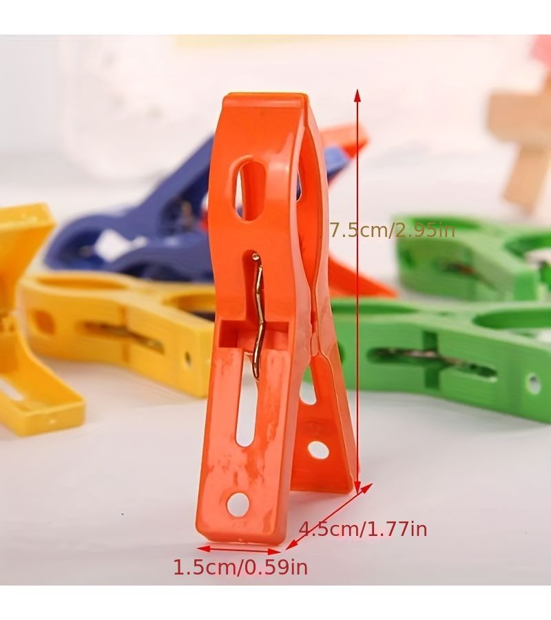10 Pieces Large Clothes Clips Assorted Colors for Drying Racks Quilt Holding Windproof Clothespins - Image 4