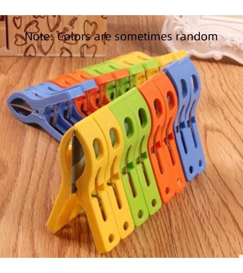 10 Pieces Large Clothes Clips Assorted Colors for Drying Racks Quilt Holding Windproof Clothespins - Image 2