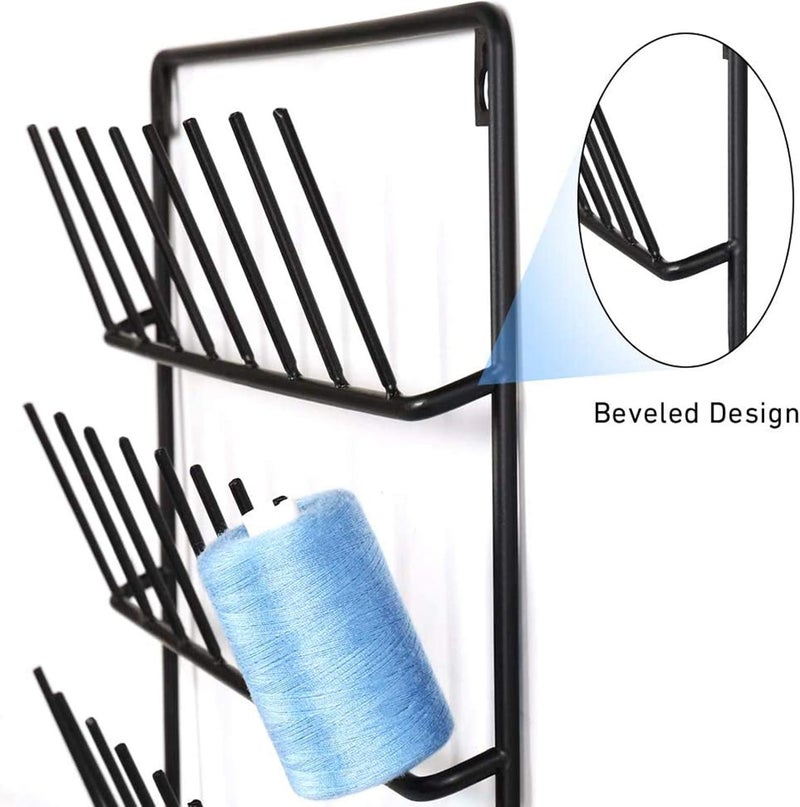 HAITRAL HAITARL 32-Spool Sewing Thread Rack, Wall-Mounted Metal Sewing Thread Holder with Hanging Tools, Metal Rack for Organize Sewing Thread, Embroidery-Suitable for Large Thread - Image 5