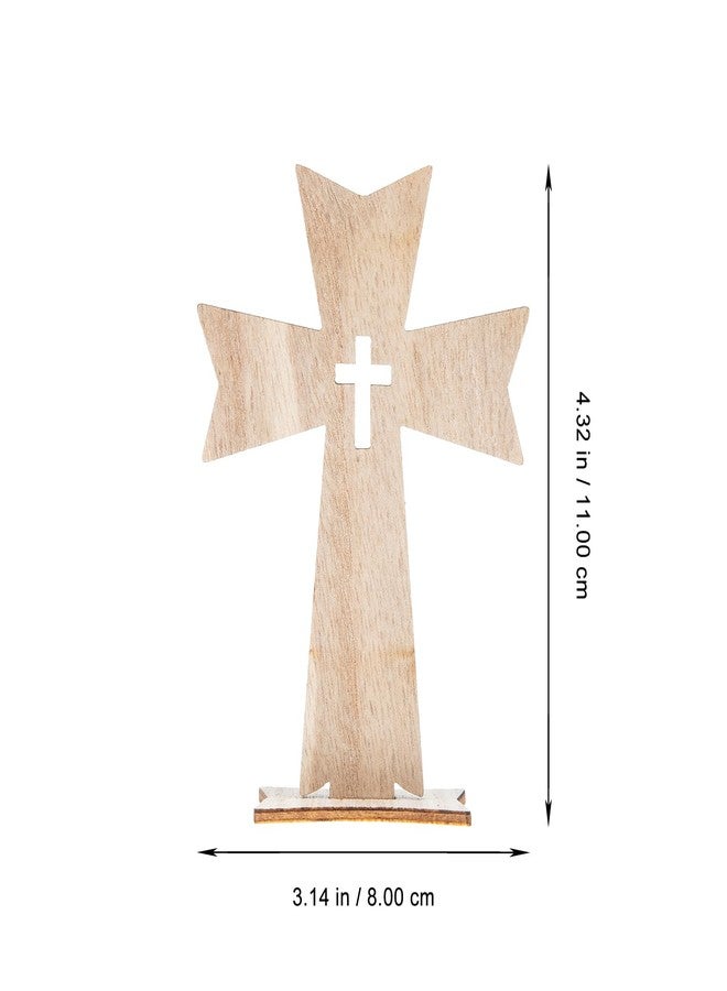 Amosfun 20pcs Wood Cross Decors with Stand Base - Unfinished Wood Cross for Baptism and Religious Events - Image 2