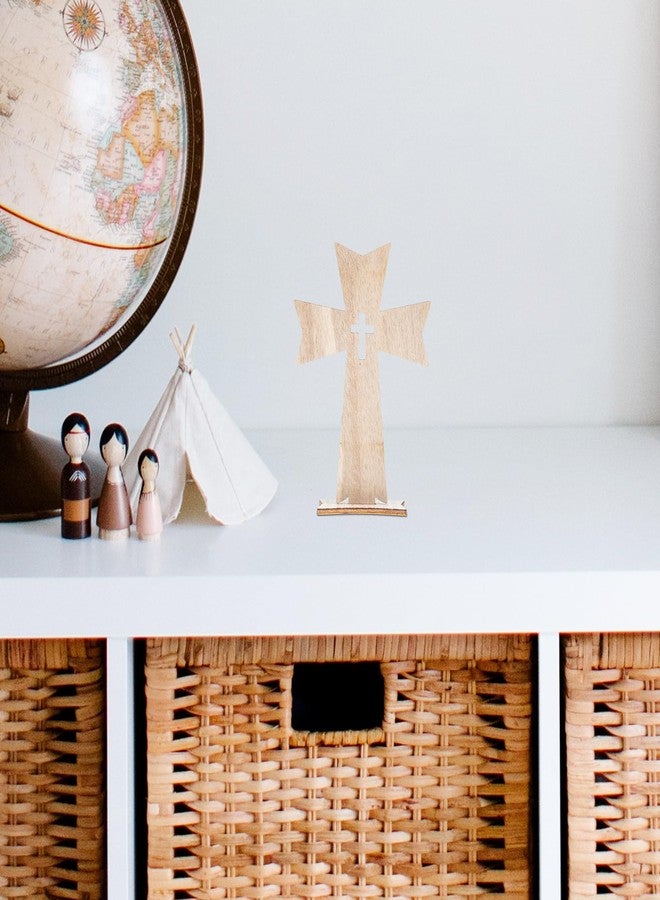 Amosfun 20pcs Wood Cross Decors with Stand Base - Unfinished Wood Cross for Baptism and Religious Events - Image 4