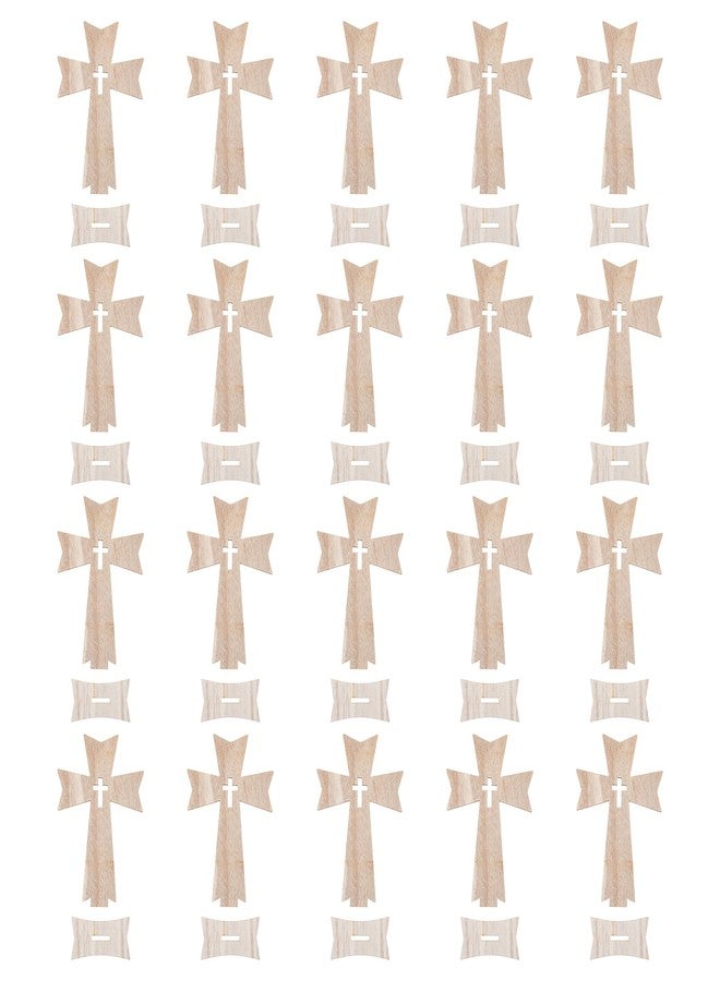 Amosfun 20pcs Wood Cross Decors with Stand Base - Unfinished Wood Cross for Baptism and Religious Events - Image 1