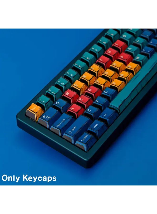 Pbt Dye Sub Keycaps Comic Mixed Light 60 Layout Set Mini Only For 61 64 68 Keys Mechanical Keyboard - Image 4