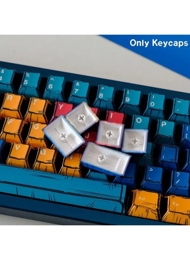 Pbt Dye Sub Keycaps Comic Mixed Light 60 Layout Set Mini Only For 61 64 68 Keys Mechanical Keyboard - Image 5