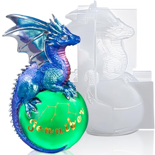 LET'S RESIN LETS RESIN Dragon Resin Molds Dragon Figurines Epoxy Resin Molds with Egg Base 3D Animal Silicone Molds for Resin Crafts DIY Home Desk Decor Gifts - Image 1