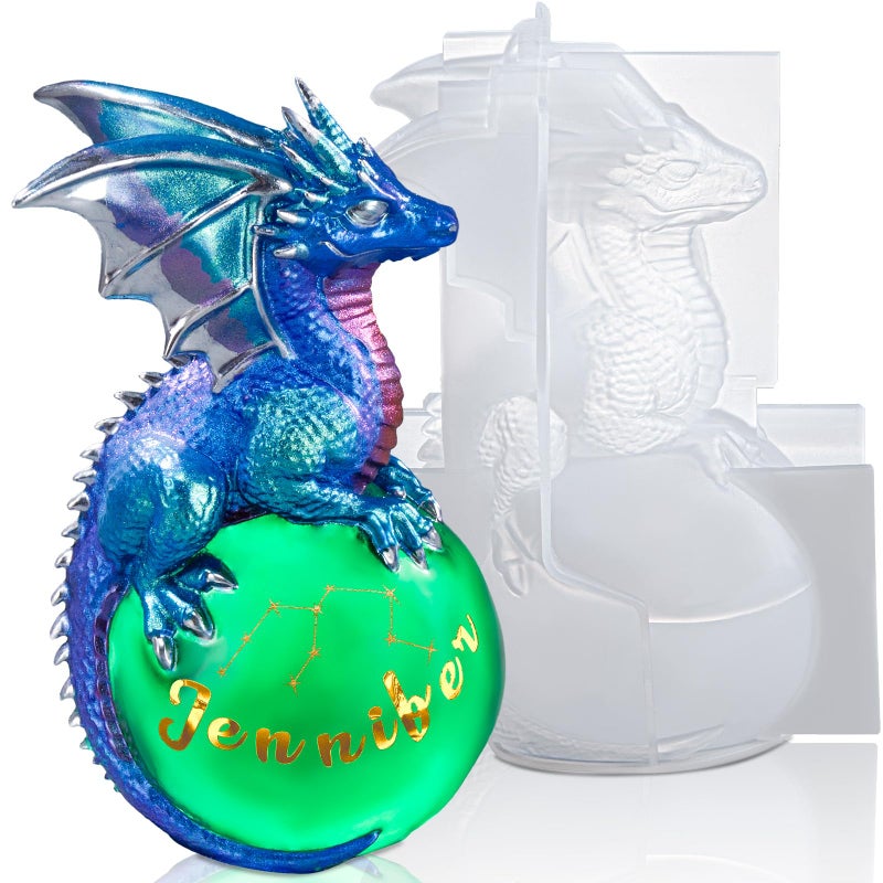 LET'S RESIN LETS RESIN Dragon Resin Molds Dragon Figurines Epoxy Resin Molds with Egg Base 3D Animal Silicone Molds for Resin Crafts DIY Home Desk Decor Gifts - Image 2