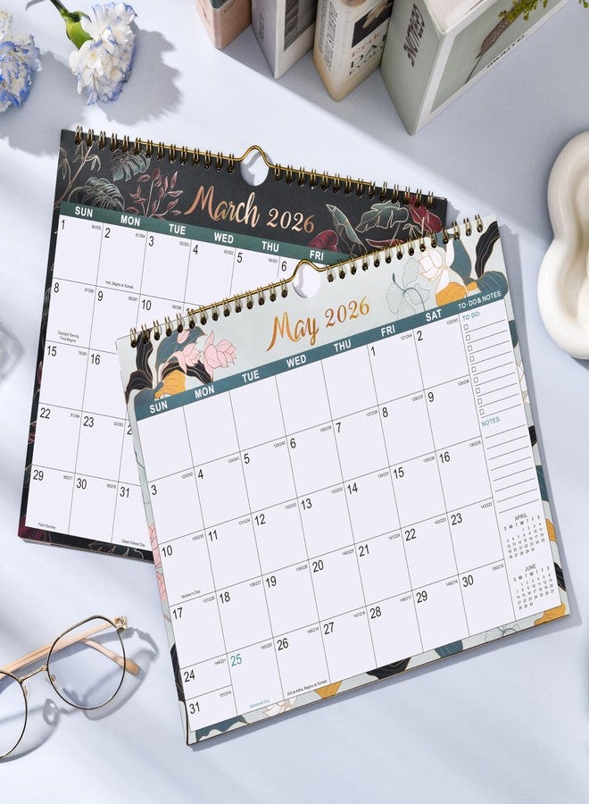 Pinchoco 2026 Calendar - Wall Calendar 2026, JAN.2026 - DEC.2026, 8.5" x 11", 2026 Wall Calendar with Twin-Wire Binding, Hanging Hook, Unruled Block - Engraved Art Floral - Image 2