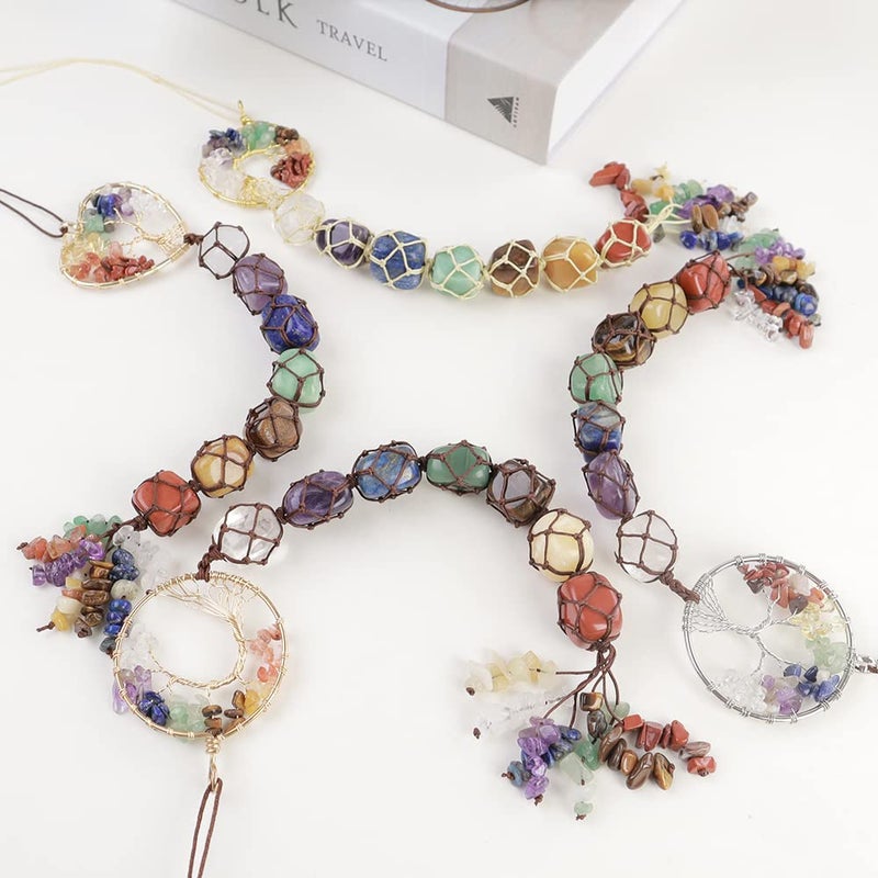 Anjiucc 7 Chakra Stone Healing Crystal Tree of Life Wall Hanging Home Interior Decoration - Image 5