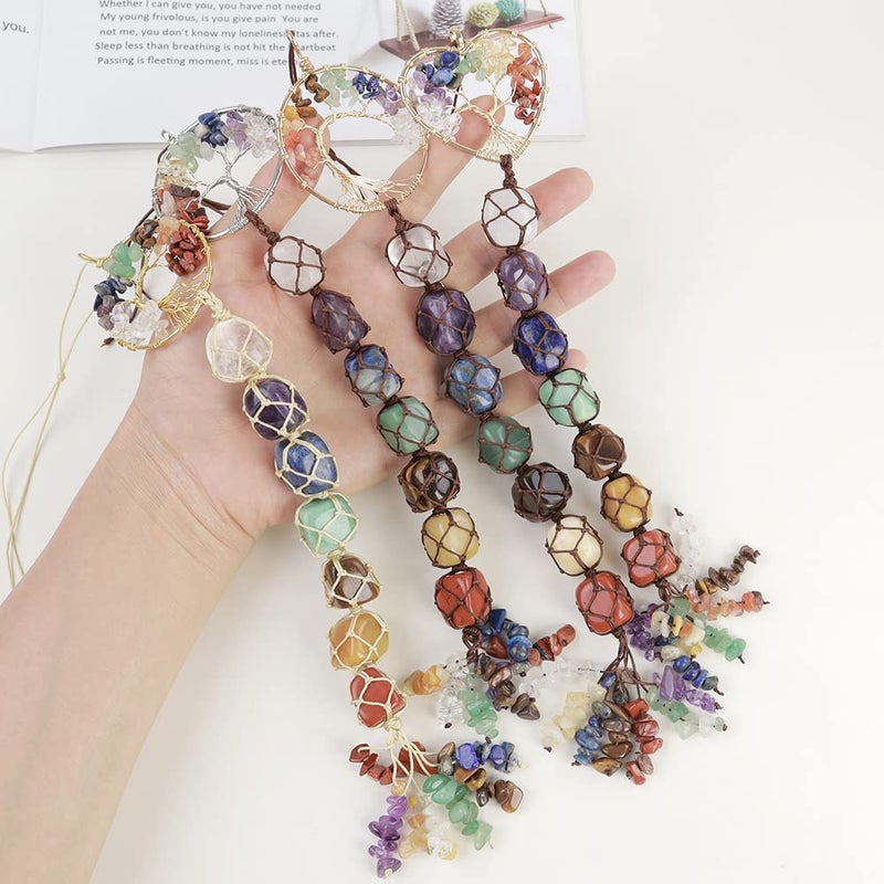 Anjiucc 7 Chakra Stone Healing Crystal Tree of Life Wall Hanging Home Interior Decoration - Image 4