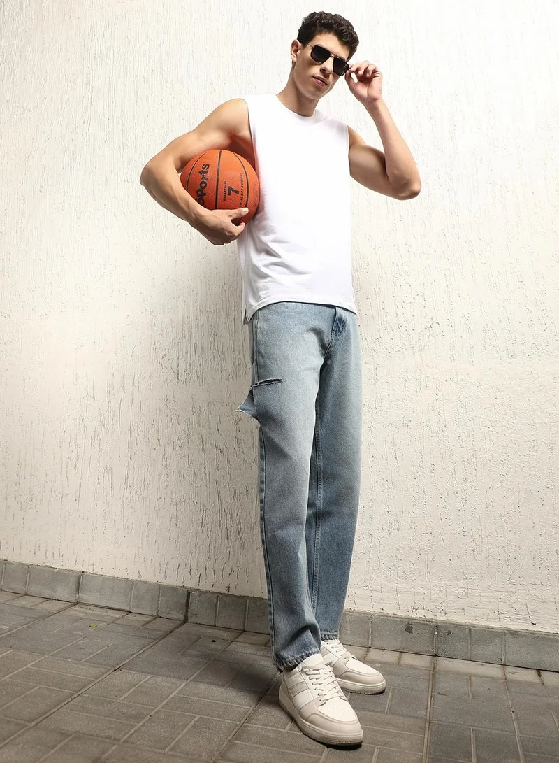Hubberholme Relaxed Fit Heavy Fade Clean Look Cotton Jeans for Men