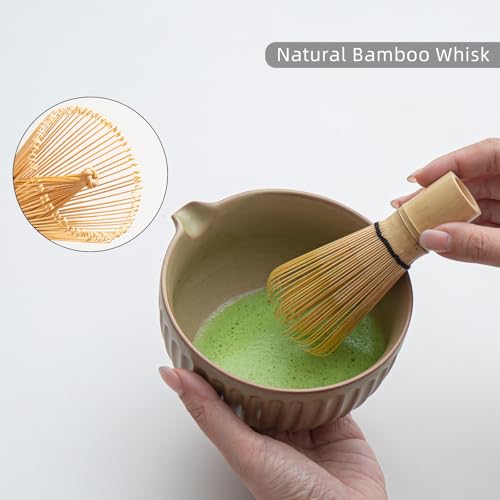 SFTXEY Matcha Whisk Set, Matcha Set Includes Ceramic Matcha Bowl, Matcha Whisk and Holder, Bamboo Scoop, Sifter, Scoop Rest and Tea Towel - 7 Pcs Matcha Making Kit for Matcha Lover and Tea Ceremony - Image 5