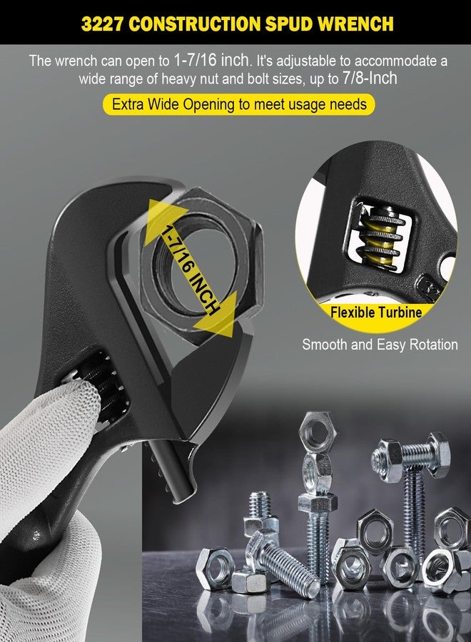 Bonbo 3227 Extra Wide Adjustable Wrench, Spud Wrench with Tether Hole for Up to 1-7/16-Inch Nuts and Bolts, 10 Inch - Image 2