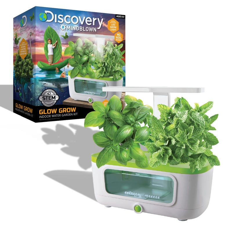 Discovery Kids Discovery #MINDBLOWN Indoor Water Herb Garden Kit with LED Grow Light, No Soil Needed, Includes Grow Pods and Accessories, Kids & Adults Educational Gardening Tool for Home, Kitchen, Desk, Windowsill  - Image 1