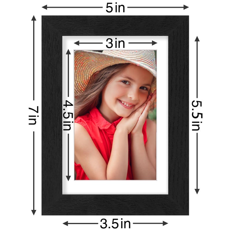 Vittanly 4x6 Picture Frames Set of 9, Shatter Resistant Plexiglass, Display 3.5x5 Pictures with Mat or 4x6 without Mat, Photo Frames for Wall or Tabletop, Engineered Wood, Black - Image 2