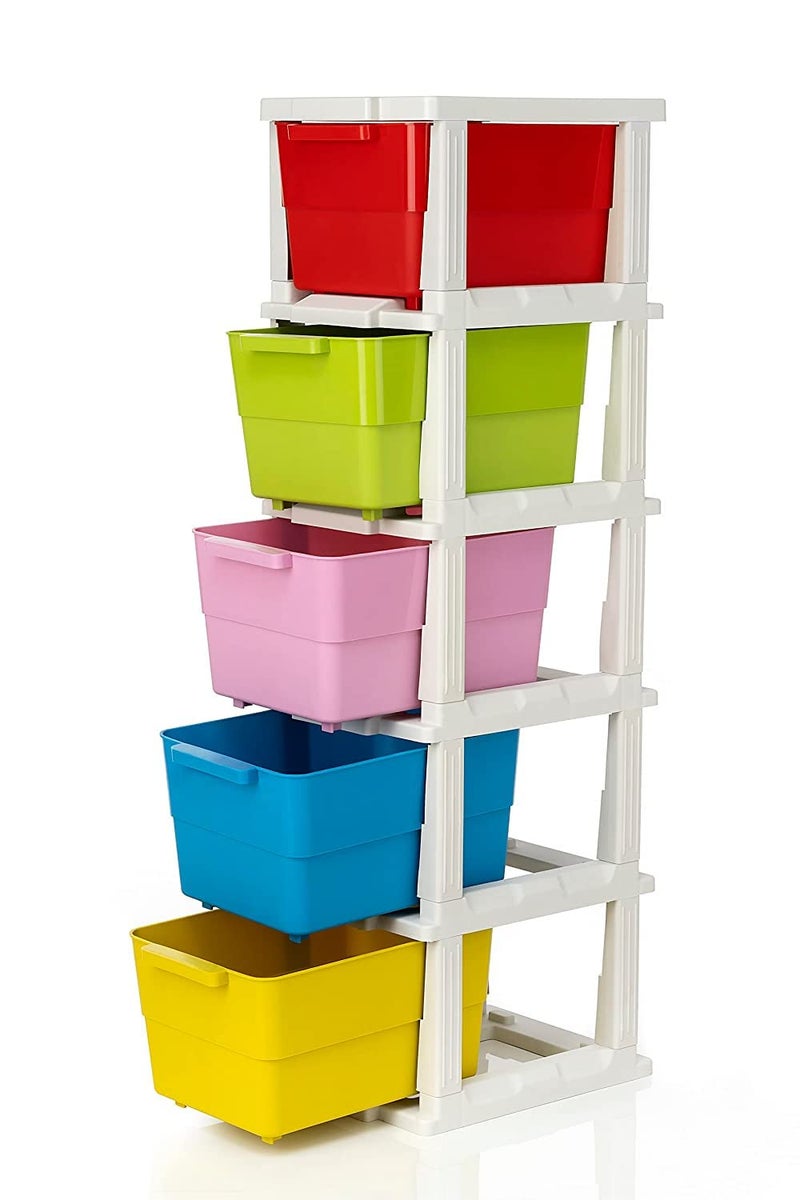 Longmire Plastic 5 Layer Modular Drawer System for Home Office Hospital Parlor School Doctors Home and Kids Multicolor - Image 1