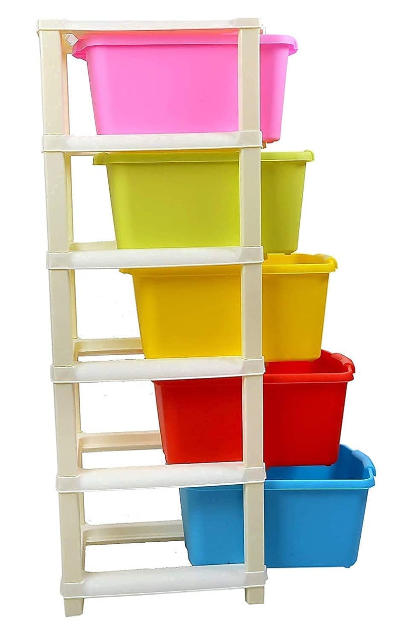 Longmire Plastic 5 Layer Modular Drawer System for Home Office Hospital Parlor School Doctors Home and Kids Multicolor - Image 3