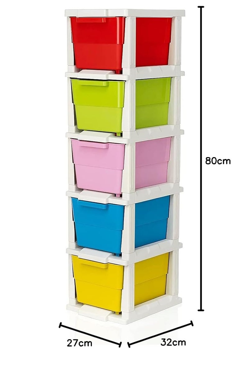 Longmire Plastic 5 Layer Modular Drawer System for Home Office Hospital Parlor School Doctors Home and Kids Multicolor - Image 2