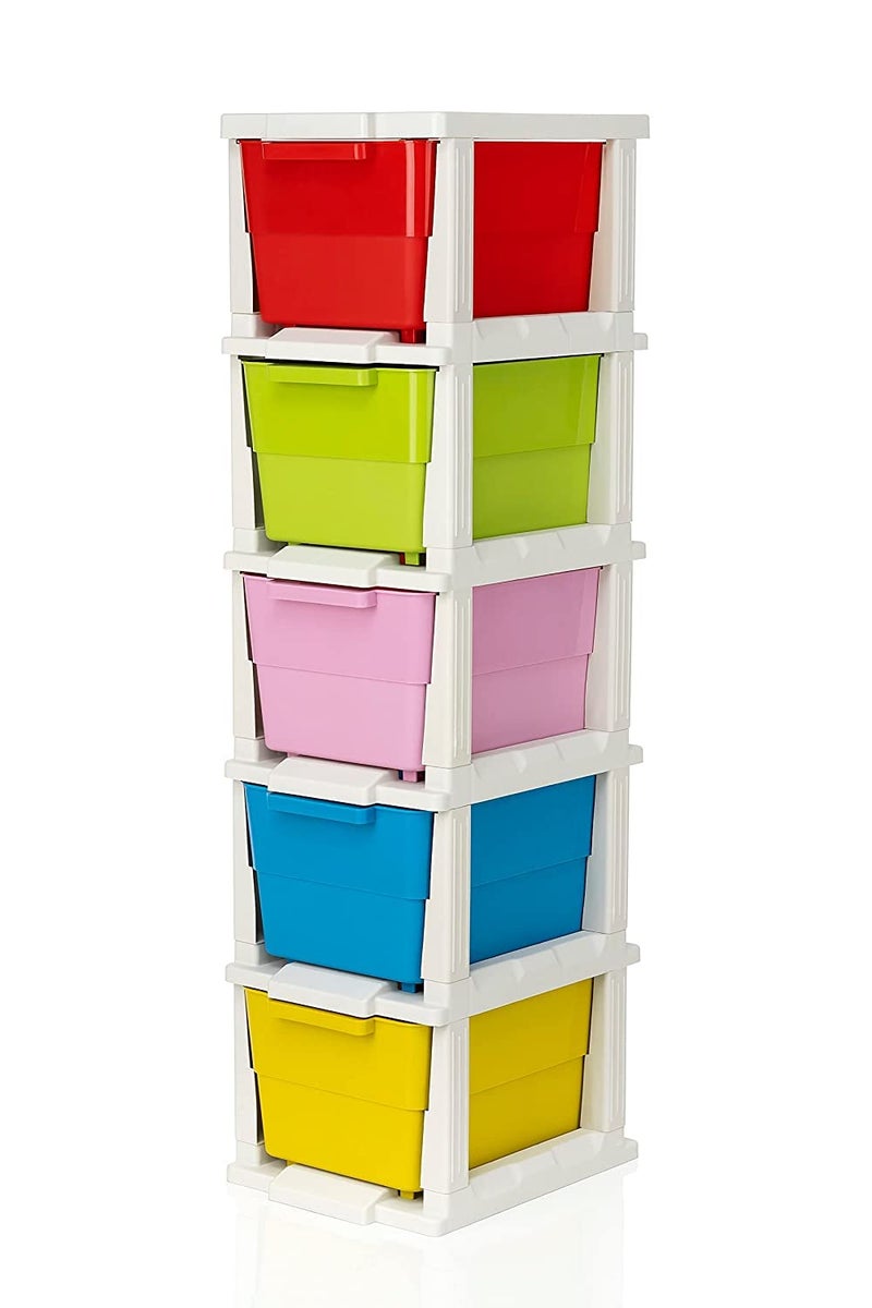 Longmire Plastic 5 Layer Modular Drawer System for Home Office Hospital Parlor School Doctors Home and Kids Multicolor - Image 5
