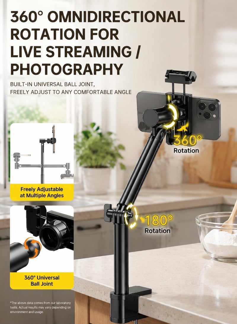 ARNOTEC حامل هاتف قابل للتعديل للمكتب، ارتفاع 24–36 سم، حامل هاتف محمول دوار 360° مع قاعدة معدنية مثقلة، حامل تصوير علوي مستقر للبث المباشر، التسجيل ومكالمات الفيديو - Image 3