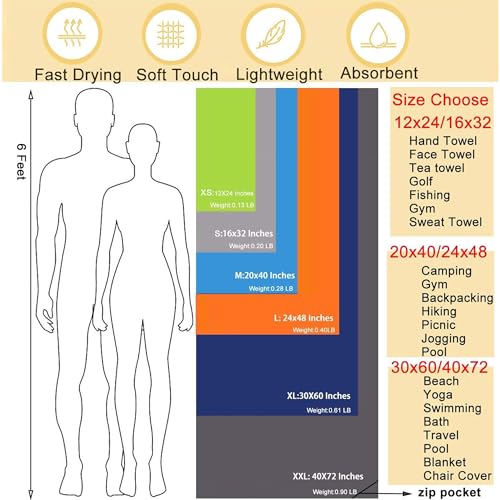 Rainleaf Microfiber Towel Perfect Travel Gym Camping Towel Quick Dry Super Absorbent Ultra Compact Lightweight Suitable for Trip Beach Shower Backpacking Pool - Image 3