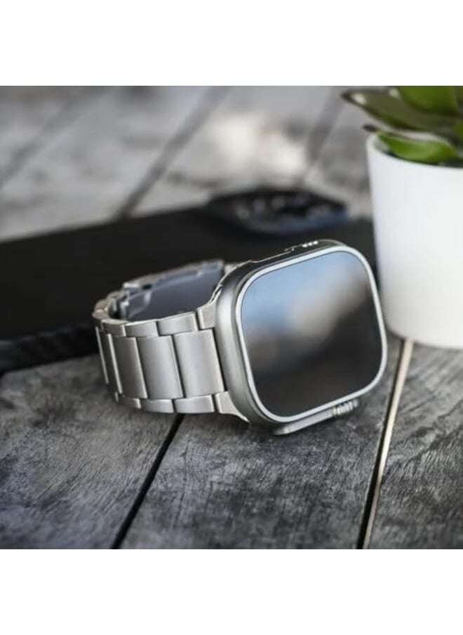 Dado - Titanium Metal Watch Band Compatible With Watch Series Ultra 2 9 8 Ultra 8 7 6 5 49 45 44 42 Mm Light Wieght With Double Button Clasp Strap - Image 1
