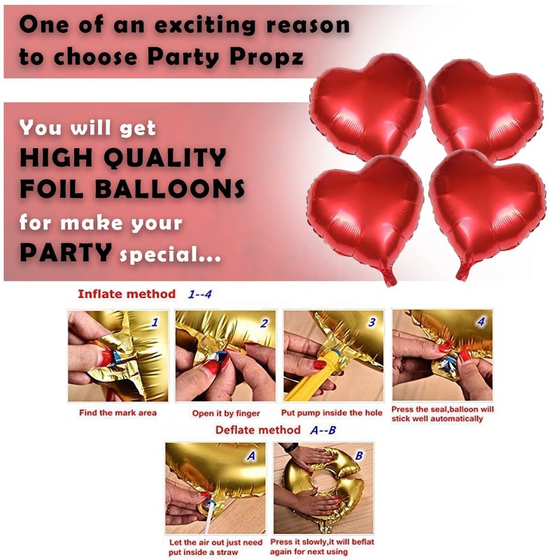 Party Propz مجموعة زينة عيد الميلاد السعيدة للذكرى السنوية للمنزل 35 قطعة مجموعة حمراء من لافتة ورقية باللون المعدني بالون قلب بالون فويل عناصر زينة الذكرى السنوية لغرفة النوم - Image 5