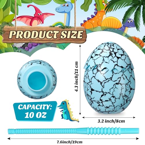 Maxcheck 24 Set Dinosaur Party Favor Cups with Lids and Straws Dino Cups for Kids 10 oz Crack Dinosaur Egg Bottles for Dino Theme Birthday Party Supplies Decorations - Image 5
