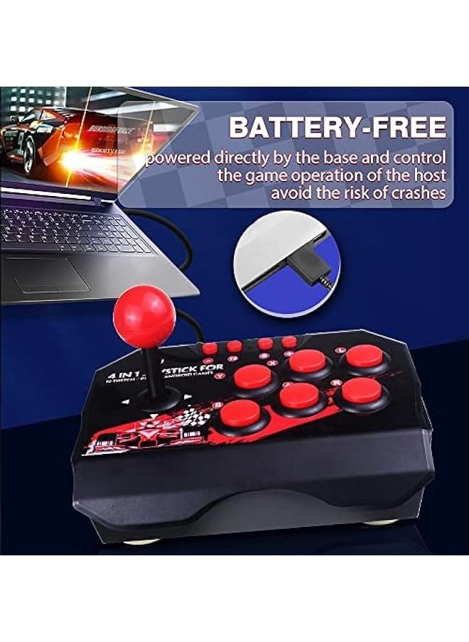 Generic Fight Stick, Wired Joystick Features a Spherical Metal Joystick and 6 Round Control ons, Wired Joystick Games Accessories, Play All Types of Games  - Image 3