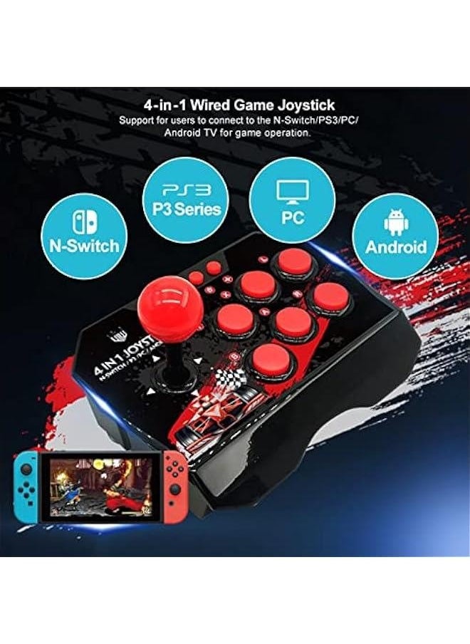 Generic Fight Stick, Wired Joystick Features a Spherical Metal Joystick and 6 Round Control ons, Wired Joystick Games Accessories, Play All Types of Games  - Image 2