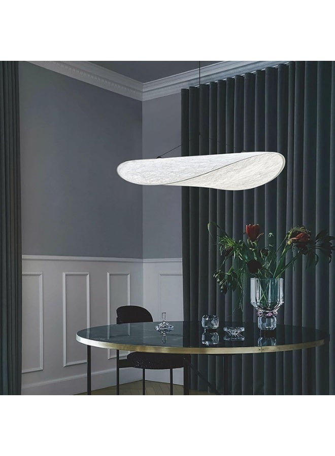 مصباح معلق LED عصري بتصميم بسيط - مصباح سقف معلق أنيق مع غطاء قماشي ناعم، مصباح طاولة طعام عصري، إضاءة معلقة فاخرة لتزيين المنزل - Image 3