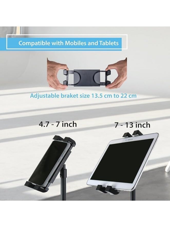 Xria Telescopic Tripod Tablet Stand for Tablets 6″ to 13″ Tablet Floor Stand for IPad 12.9″ Mobile Phone Stand - Image 3