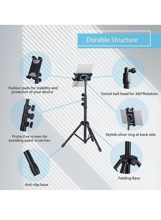 Xria Telescopic Tripod Tablet Stand for Tablets 6″ to 13″ Tablet Floor Stand for IPad 12.9″ Mobile Phone Stand - Image 5