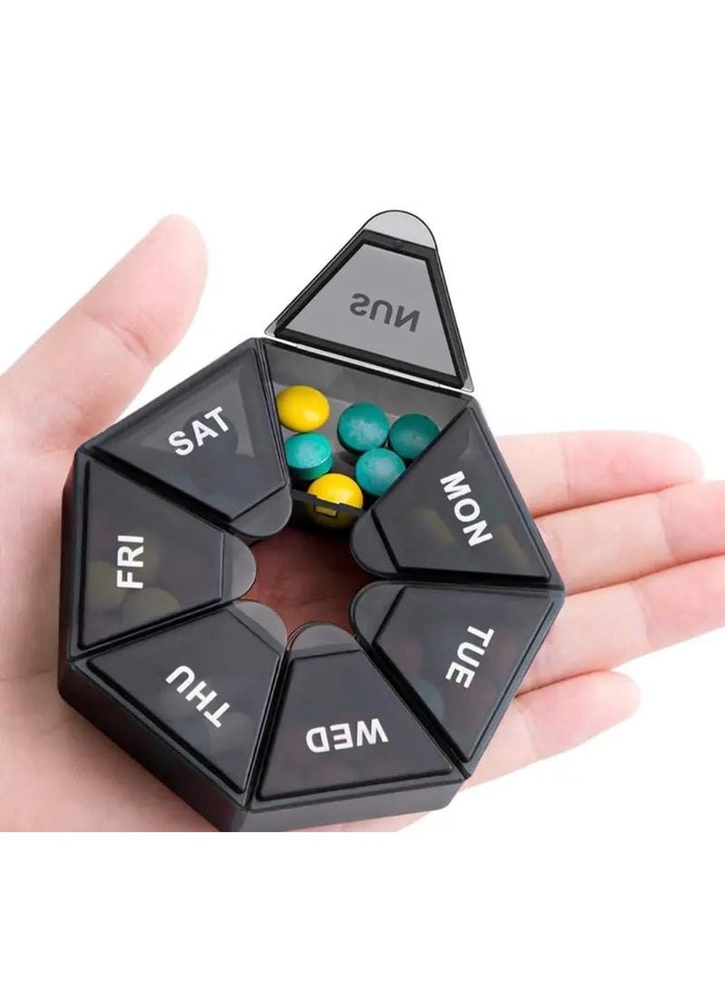 Weekly Medicine Organizer 7 Days Pill Storage Box Mini Travel Portable Medicines Dispenser Box Multifunction Plastic Seven Compartment Sealer Box - Image 1