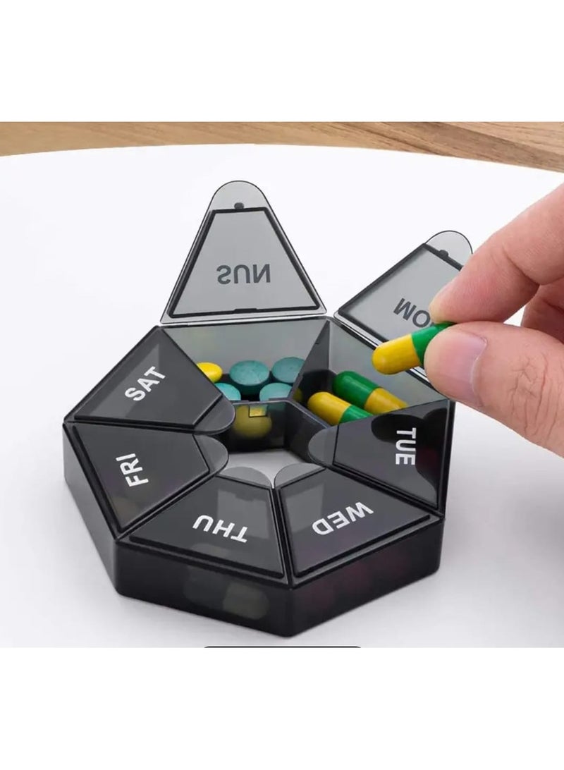 Weekly Medicine Organizer 7 Days Pill Storage Box Mini Travel Portable Medicines Dispenser Box Multifunction Plastic Seven Compartment Sealer Box - Image 3