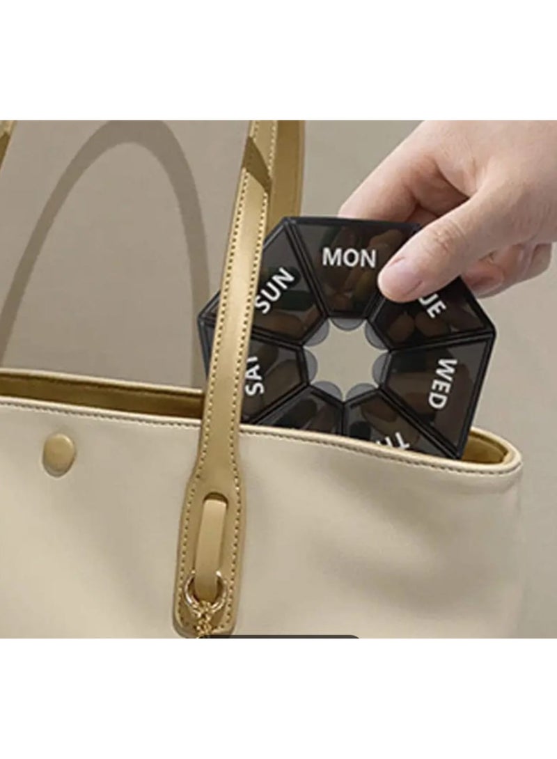 Weekly Medicine Organizer 7 Days Pill Storage Box Mini Travel Portable Medicines Dispenser Box Multifunction Plastic Seven Compartment Sealer Box - Image 5