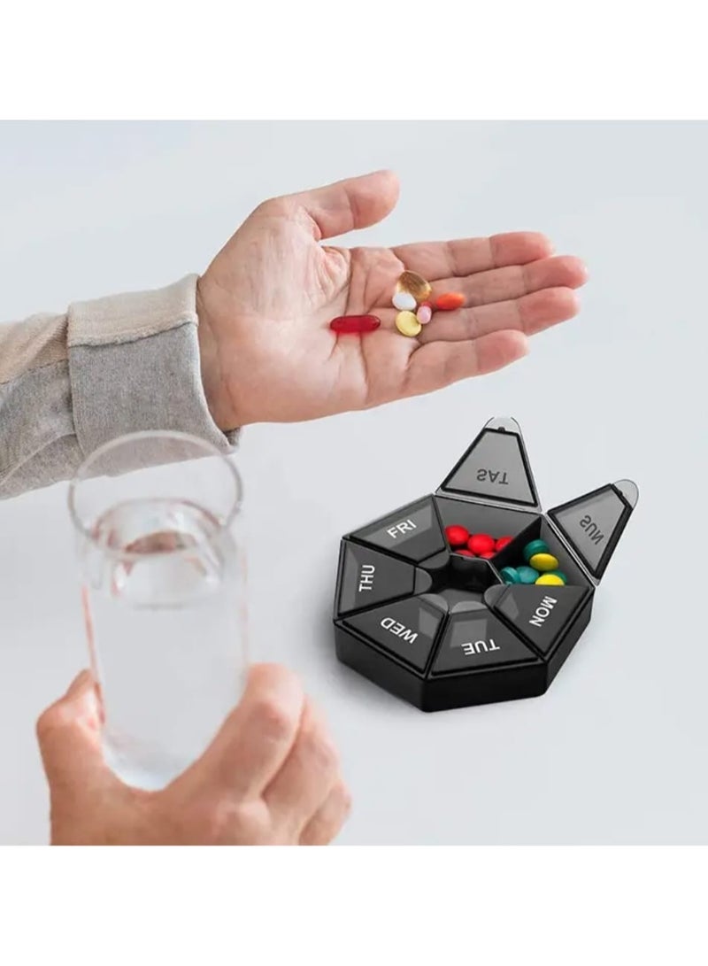 Weekly Medicine Organizer 7 Days Pill Storage Box Mini Travel Portable Medicines Dispenser Box Multifunction Plastic Seven Compartment Sealer Box - Image 4