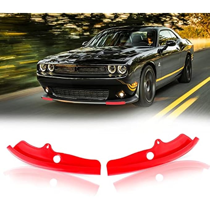 AUXMART Front Bumper Lip Splitter Protector Compatible with Dodge Challenger Scat Pack R/T GT SRT, Red - Image 1