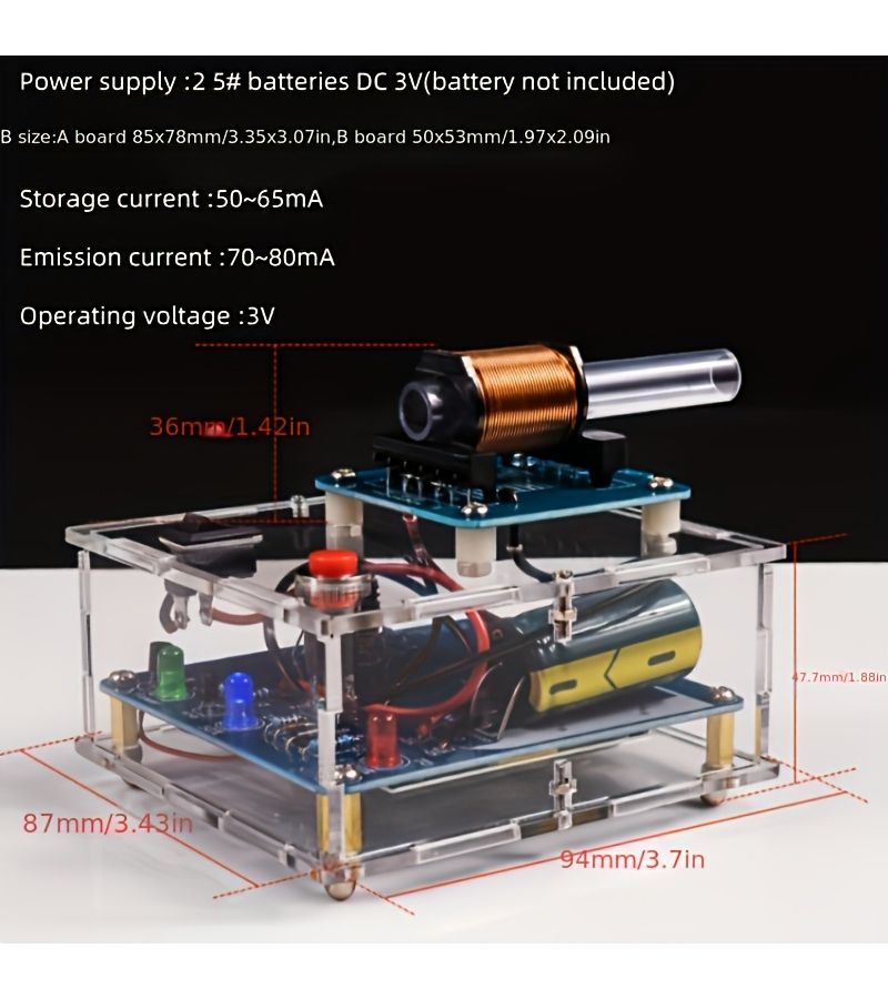 High Voltage Electromagnetic Cannon DIY Kit Science Experiment for Students Hobbyists - Image 4