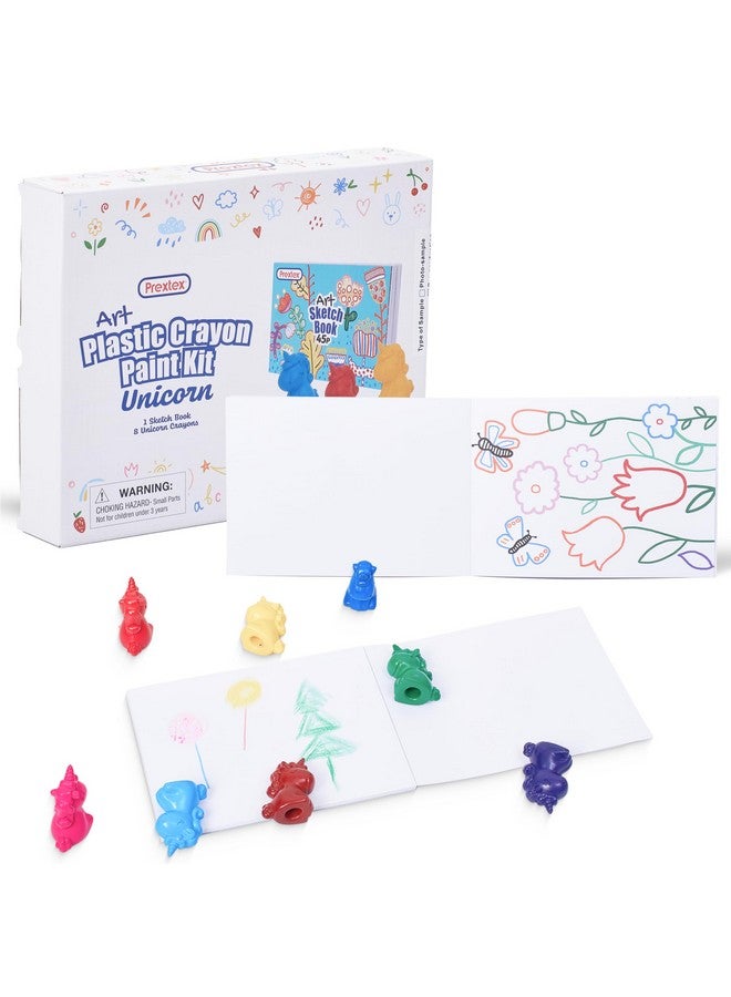 Prextex PREXTEX Unicorn Crayons and Kids Sketch Book Set - Magical Unicorn Colors, Creative Sketching Activities for Kids, Includes 1 Sketch Book and Box of Crayons, Ideal for Travel and Play, Ages 3+  - Image 1
