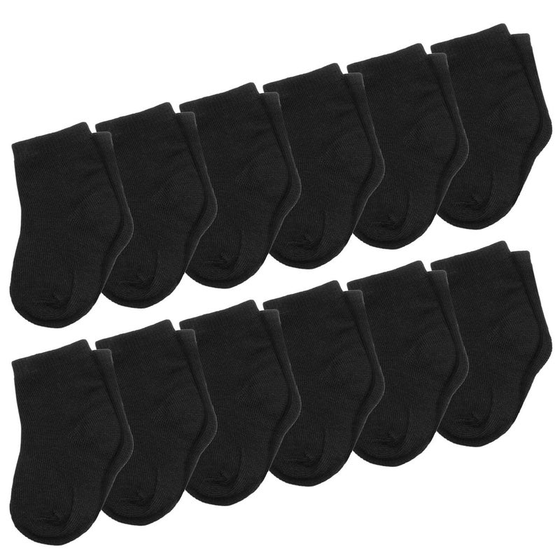 Falari 12Pack Newborn Sock Infant Baby Boy Girl Socks 06 Month Black