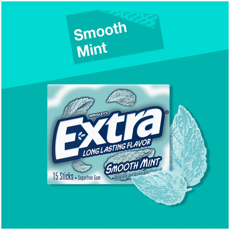 Extra Gum Smooth Mint Sugarfree Gum Bulk, Individually Wrapped, Perfect for Fresh Breath at School, Work, and Travel, 15 Count, Pack of 10 - Image 2
